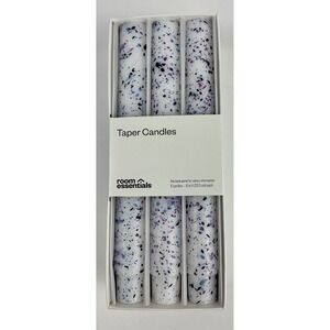 Room Essentials Taper Candles - White with Blue and Purple‎ Specks - Set of 6